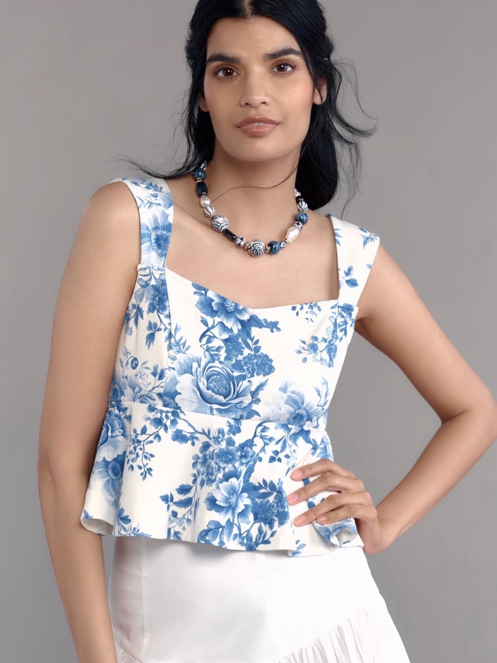 Maeve square neck peplum tank top, size M NWT